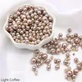 Lustrous light coffee ABS faux pearl beads with holes for DIY craft and jewelry making - Diameter 3-8mm Hole Approx 1mm 50g/Bag Approx 750 Pcs / Light Coffee