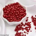 Mix of bright red ABS faux pearls with holes for DIY craft and makeup box decor - Diameter 3-8mm Hole Approx 1mm 50g/Bag Approx 750 Pcs / Red