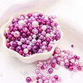 Lustrous round ABS imitation pearls in dreamy purple shades for DIY handmade jewelry crafts - Diameter 3-8mm Hole Approx 1mm 50g/Bag Approx 750 Pcs / Dreamy Purple Mix