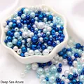 Colorful ABS faux pearl beads in deep sea blue shades for DIY jewelry making and crafts - Diameter 3-8mm Hole Approx 1mm 50g/Bag Approx 750 Pcs / Deep Sea Blue Mix