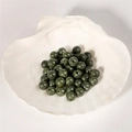 Perles rondes en acrylique vert foncé marbré avec finition brillante pour DIY - Vert olive