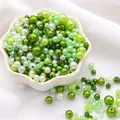 Mixed green and white candy color ABS imitation pearl beads for DIY jewelry making - Diameter 3-8mm Hole Approx 1mm 50g/Bag Approx 750 Pcs / Grass Green Mix