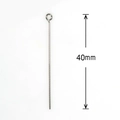 Detail showing a 40mm stainless steel eye pin for jewelry making and DIY beadwork - 0.6x40mm Eye Pin (200 Pieces/Pack)
