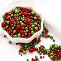 Polished red and green ABS faux pearl beads for DIY Christmas jewelry crafts - Diameter 3-8mm Hole Approx 1mm 50g/Bag Approx 750 Pcs / Merry Christmas