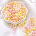 Mix of pastel pink, yellow and white ABS faux pearls in various sizes for DIY crafts - Diameter 3-8mm Hole Approx 1mm 50g/Bag Approx 750 Pcs / Snowy Sakura Mix