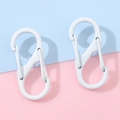 Set of two white matte S-shaped spring snap hooks for DIY keychains and accessories - 13x32mm / White