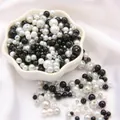 Mixed black and white ABS pearl beads in various sizes for DIY craft and jewelry projects - Diameter 3-8mm Hole Approx 1mm 50g/Bag Approx 750 Pcs / Black & White Mix