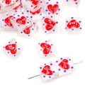 15mm quadratische Glasperle mit rotem Herz Love Muster und lila Punkten für DIY Schmuck - 15mm (1 Stück/Packung) / Weiß und Love Herz