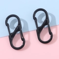 Glossy black S-shaped dual spring carabiners for keychains and DIY accessories pack - 13x32mm / Black