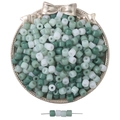 Perline cilindriche in acrilico verde e bianco per braccialetti fai-da-te e gioielli - 6x5mm Foro 2mm 100pz/Confezione / Mixed Green Series