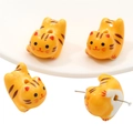 Hand-painted orange tabby cat ceramic bead for DIY jewelry making with smooth glaze finish - Yellow Tiger Cat (BCD015) / 16x22mm (Hole 2mm, 1pc/pack)