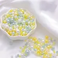 Colorful ABS faux pearl beads in yellow, blue and white for DIY craft and jewelry making - Diameter 3-8mm Hole Approx 1mm 50g/Bag Approx 750 Pcs / Golden Dream Mix