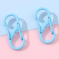 Set of 2 light blue S-shaped carabiners with matte paint finish for DIY keychains - 13x32mm / Blue