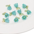 Perline a mughetto in acrilico blu con perle bianche per creazione di gioielli fai da te - Blu
