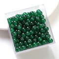 6/8mm deep green round glass jelly beads with polished finish for DIY jewelry - Dark Green