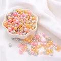 Mixed color ABS faux pearls with holes for DIY jewelry and macaron makeup box filler - Diameter 3-8mm Hole Approx 1mm 50g/Bag Approx 750 Pcs / Grey & Pink Mix