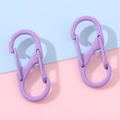 Set of two purple candy-colored S-shaped aluminum carabiners with dual spring clips - 13x32mm / Purple