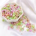 Pastel ABS faux pearl beads in green, pink, and purple for DIY jewelry making - Diameter 3-8mm Hole Approx 1mm 50g/Bag Approx 750 Pcs / Purple Fairy