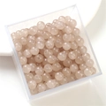 6mm translucent pale pink frosted glass round beads in a square display box for DIY jewelry - Brown