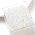 Translucent white glass jelly beads 6/8mm for DIY jewelry making in square clear storage box - White