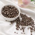 Mix of metallic bronze ABS faux pearls in various sizes for DIY jewelry crafting - Diameter 3-8mm Hole Approx 1mm 50g/Bag Approx 750 Pcs / Brown