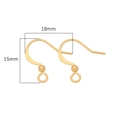 Golden 18k gold plated 15mm earrings hooks with small ball for DIY jewelry making - 18K Gold Plated with Bead Flat Hook