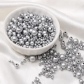 Glossy silver round ABS imitation pearls with holes for DIY jewelry making and crafts - Diameter 3-8mm Hole Approx 1mm 50g/Bag Approx 750 Pcs / Matte Silver