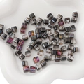 Metallic AB plating 8mm square glass beads for DIY jewelry making in dark grey finish - 8x8mm (Pack of 10) / Deep purple