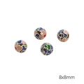 Retro 8x8mm Cloisonné-Emaille-Perlen mit bunten Mustern für DIY-Schmuckherstellung - Runde Perlen (8mm) / 1 Stück / Königsblau