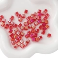 8mm red faceted glass cube beads for DIY jewelry making with clear center hole - 8x8mm (Pack of 10) / Red