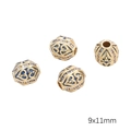 9x11mm vergoldete Herz-Abstandsperle mit blauem Emaille und Zirkon-Besatz - Ovale Perle (9x11mm) / 1 Stück / Königsblau
