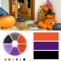 DIY Halloween jewelry kit with 24-grid acrylic beads in orange and purple tones - Halloween Theme Multi-Color Seed Bead Storage Box (BDH293)