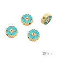 Blaue Emaille-Pflaumenblütenperlen mit Goldbeschichtung für DIY-Schmuckherstellung 10mm - Kleeblatt-Perle (10mm) / 1 Stück / Grün