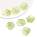Set of six translucent light green glass flower beads for DIY jewelry making and crafts - Lace Lotus Leaf / 5 Pieces/Pack (22x25mm) / Olive Green