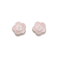 Pink and white flower alloy charm beads with side holes for DIY jewelry making and crafts - Five-Petal Money Flower Style / Pink