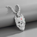 Collana con ciondolo a teschio iced out con strass scintillanti e dettagli di rose - Ciondolo Argento Solo (Senza Catena)