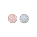 Round matte silver bear charms with pink and blue scale pattern for DIY jewelry - Dragon Scale and Phoenix Feather Style / Pale Blue