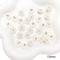 White lily of the valley resin flower charm with gold ring for DIY jewelry making 13mm - Style #03 / 5 Pcs/Pack / White