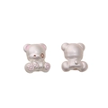 Matte silver teddy bear pendant with pink enamel accents for DIY jewelry making - Band-Aid Bear Style / Pink