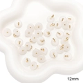 DIY 12mm white translucent jade-style round charm with gold ring for jewelry making - Style #07 / 5 Pcs/Pack / White