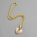 Goldene Hip-Hop-Kette mit zerbrochenem Herz-Anhänger und kristallbesetztem Pflaster-Detail - Goldenes Herz Silbernes Heftpflaster + 3mm*24inch Seilkette
