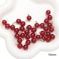 DIY 10mm red glass bead pendant with metal cap and loop for traditional jewelry making - Style #08 / 5 Pcs/Pack / Red