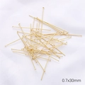 14K Gold gefüllte Flachkopfstifte 0,7x30mm für DIY-Schmuck und Perlenzubehör Zubehör - T-Stifte / 0.7x30mm (50 Stück/Packung)
