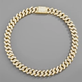 Detailopname van een vergulde Cubaanse schakelketting met sprankelende pave kristallen - Goud 20inch (50cm)