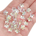 Iridescent 5-petal cherry blossom beads for DIY jewelry making held in hand - 11mm (Hole 1mm) / AB Color