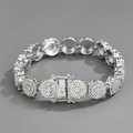 Close-up of 13mm iced out silver cuban link chain featuring detailed crystal pavé and clasp - Bracelet (20cm) / Silver