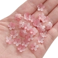 Pink cherry blossom glass beads for DIY jewelry held in hand showing realistic size - 11mm (Hole 1mm) / Gradient Gold Shimmer Pink