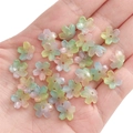 Frosted gradient cherry blossom glass beads for DIY jewelry in macaron colors - 11mm (Hole 1mm) / Gradient Blue Pink Green
