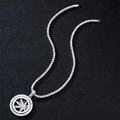 Draaiende esdoornblad hanger met tennis ketting en fonkelende zirkonia in hiphop-stijl - Zilveren Hanger + Tennis Ketting
