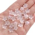 Translucent pink cherry blossom glass beads with aurora finish for DIY jewelry crafting - 11mm (Hole 1mm) / Clear